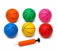 7PCS Mini Basketball Set, Small Basketballs with Pump for Court Practice | Premium materials, six 12 cm assorted balls with mini pump for players, indoor hoops, gardens and group practice
