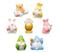 7Pcs Mini Rabbit Figurines, Easter Bunny Figurines, Easter Rabbit Figures Cake Topper, Bunny Animal Toys set Cupcake Toppers for Christmas Easter Kids Birthday Party Favor Supplies (WhiteB)