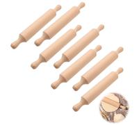 7Pcs Mini Rolling Pin, Small Dough Roller Wooden Rolling Pins with 2 Handle Non-Stick Playdough Dough Roller for Baking DIY Handmade Pie Crust Fondant Cookie Pastry Christmas Presents(14 * 2cm)