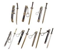 7Pcs Mini Sword, 4.7" Ancient Sword Keychain Metal Mini Swords for Men Women