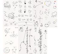 7Pcs Minimalist Temporary Tattoos,Small Finger Tattoos Fine Line Art Cute Flower Doodles Semi-Permanent Tattoo,Waterproof & Long Lasting Tattoos Kit for Girls and Boys