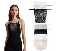 7PCS Modesty Panels for Low Cut Tops,Cleavage Cover Up for Dresses,Lace Clip-on Mock Camisole Bra Insert,Overlay Modesty Panel Vest,Adjustable Snap Closure,for Anti Peep Privacy Invisible