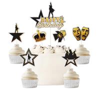 7pcs Musical Star Cake Decor,Hamilton Birthday Cake Topper Cupcake Toppers, American Musical Broadway Theater Party Decorations For Kids Adults Fan