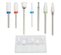 7Pcs Nail Drill Bits Set, Professional Nail Grinder Bits for Cleaning Shaping Cutting, Tungsten Steel Ceramic Nail File Drill Bit with Storage Box, Compatible with Most Nail Machin