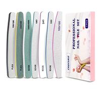 7Pcs Nail Files,CHANSHIN Professional Gel Nail Files Emery Boards Grit 100/150/180/220/280/1000/4000 Buffer Manicure Washable Tools for Nail Trimming Grinding Polishing Shining