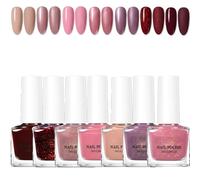 7PCS Nail Polish Set,Valentines 7 Colors Spring Pink Nail Varnish Glitter Red Quick Dry, Long Lasting High Glossy & Fast Drying Nail Art Polish,No UV,Easy Use
