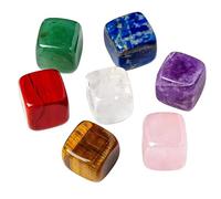 7pcs Natural Crystal Raw Stone 13mm Square Seven-Color Semi-Precious Demagnetizing Fish Tank Decorative Ornament
