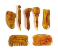 7pcs Natural Resin Amber Massage Scraping for Face Neck Sha Scraper Face Stone