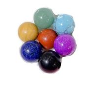7pcs Natural Stone Crystal 16mm Agate Ball - Non-Porous Spherical Ornament for DIY Projects(Sevencolors2)