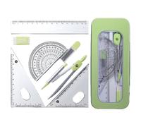 7PCS Oxford Mathematics Set, Geometry Tools for Secondary School Students & Teachers, Protractor Compass Ruler Set for Drafting Drawing, Ideal for Architects Engineers Art Projects (Green)