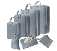 7pcs Packing Cubes Compression Set for Suitcases and Backpack,Travel Suitcase Packing Cubes Organiser Bags,Large Travel Packing Cubes for Shoes & Clothes Multi-Size Set