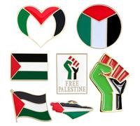 7Pcs Palestine Flag Pin,Palestine Pin, 7 Styles Sturdy Alloy Palestine Flag Pin, International Travel Support Palestine Badge Pins Bulk for Hat Clothing Backpack
