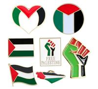 7Pcs Palestine Pin, 7 Styles Sturdy Alloy Palestine Flag Pin, International Travel Support Badge Pins Bulk for Hat Clothing Backpack Free