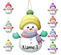 7Pcs Personalised Christmas Snowman Tree Ornaments Custom Ornaments with Names for Christmas Customized Xmas Decorations Ornament Gifts