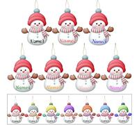 7Pcs Personalised Snowman Christmas Ornament Custom Wooden Snowman Ornaments with Name Customised Family Ornaments for Christmas Tree Hanging Decoration Gift-3.15inch/8cm