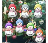 7pcs Personalized Christmas Ornaments, Custom Snowman Ornament with Name Customized Family Xmas Tree Hanging Decoration Gifts - 3.15"