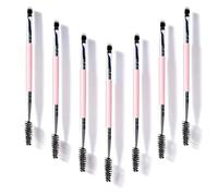 7Pcs Pink Dual-Ended Eyebrow Brush Set for Women | Angled Eye Brow Brush for Shaping, Filling, Blending | Precision Makeup Tool with Soft Fibers for Natural Brows & Eyelashes