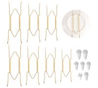 7pcs Plate Hangers for Walls, 6/8/10/12 Inch Steel Dish Display Wall Mount Invisible Wire Plate Holder W-Shaped Plate Hooks Rack for Decorative Plates Antique Arts Decoration