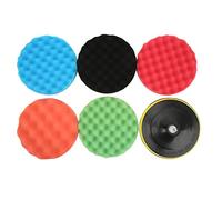 7Pcs Polishing Sponge Pads 7in, Buffing Polishing Pads Kit with Electric Drill Adapter for Car RV Motorcycle Waxing and Scratch Removal, Includes Wool Pad and Adhesive