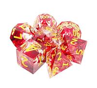 7pcs Polyhedral Dice Crystal RPG Blood Effect for Card Games RPG Dices Gold Numbers Gold Numbers