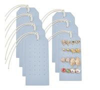 7Pcs Portable Leather Earring Holders Pierced Earring Display Card Stud Holder Earring Organizer Hanging Jewelry Cards for Home Travel Earrings Stud Jewelry Storage Display (Light Blue)