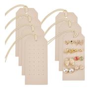 7Pcs Portable Leather Earring Holders Pierced Earring Display Card Stud Holder Earring Organizer Hanging Jewelry Cards for Home Travel Earrings Stud Jewelry Storage Display (Beige)