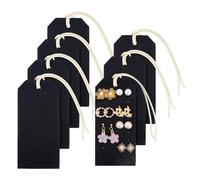 7Pcs Portable Leather Earring Holders Pierced Earring Display Card Stud Holder Earring Organizer Hanging Jewelry Cards for Home Travel Earrings Stud Jewelry Storage Display (Black)