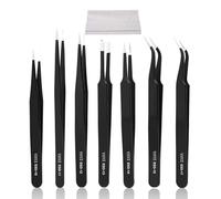 7PCS Precision Tweezers Set, Anti-Static Stainless Steel ESD Tweezers Set for Electronics, Sodlering, Jewelry, Craft, Laboratory Work, Hobby etc