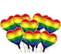 7Pcs Pride Foil Balloons, Rainbow Gay Pride Balloons, Heart Shaped Love Is Love Prides Day Decoration, Prides Parade Balloon, LGBTQ Lesbian Bisexual Carnival Celebration Favor (18Inch)