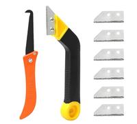 7Pcs Pro Grout Scraping Rake Tool, Grout Removal Tool with 5 Pcs Replacement Accessories,Tile Grout Hand Saw Angled Grout,Scraping Rake for Tile Cleaning, Grouting Tool Efficient Removal