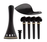 7Pcs Professional 4/4 Violin Fiddle Chin Rest Tuning Pegs Tailpiece End Pin Kit for Luthier Maker, Ebony Wood, Exquisite Workmanship, Simple and Beautiful Design, Black Color,