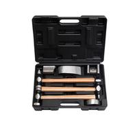 7PCs Professional Auto Body Panel Beating Kit Carbon Steel Hammers & Dollies, Heavy-Duty Dent Removal Tools for Automotive Mechanics & Panel Repair Shops (Wooden Handle)