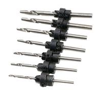 7pcs Professional Countersink Drill Bit Set Tampered Wood Screw Drills Stop Collar Woodworking Countersinks Bits