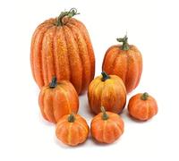 7pcs Pumpkin Autumn Decor Outdoor Orange Foam Plastic Fake Artificial Pumpkin Halloween Harvest Festival Home Table Decor