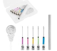 7pcs Punch Needle Kit, Punch Needle Embroidery Kit with 5 Sizes Punch Needle Threader Heads Sewing Art Needle Tools Punch Pen for Adult Beginners Embroidery Floss Cross Stitching Craft Supplies