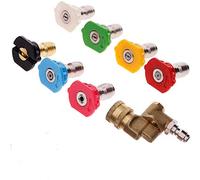 7Pcs Quick Release Pressure Washer Spray Nozzles with Quick Connecting Pivoting Coupler, 5000 PSI 1/4”Plug, 90 Degree Rotation, Cleaning Hard to Reach Areas