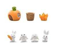 7Pcs Rabbit Figures - Miniature Rabbit & Bunny Cake Toppers, Easter Decorations & Party Favors