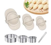 7Pcs Ravioli Dumpling Maker Set, Dumplings Maker Mould with 3 Dough Cutter and 1 Spoon, Ravioli Cutters Empanada Press Set Pasta Machine for Pot Stickers, Pierogi & Gyoza Make(Beige)