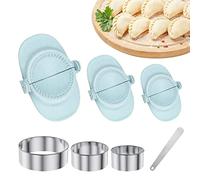 7Pcs Ravioli Dumpling Maker Set, Dumplings Maker Mould with 3 Dough Cutter and 1 Spoon, Ravioli Cutters Empanada Press Set Pasta Machine for Pot Stickers, Pierogi & Gyoza Make(Blue)
