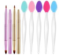 7Pcs Retractable Lip Brush and Lip Scrub Exfoliator Brush Set, Double-Sided Silicone Lips Brushes Tool Mini Exfoliating Brushes for Lipstick Gloss Fuller Appearance