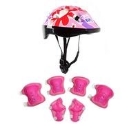 7PCS Roller Skating Skate Protective Gear Helmet Adjustable Skateboard Helmet with Knee Pads Elbow Pads Wrist Guards Youth Outdoor Sports, Skateboard, Bicycle,Rollerblades, Protective Gear Sets Pink
