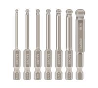 7pcs SAE Ball End Hex Screwdriver Bit Set Allen Bits Imperial 5/64-5/16 Inch 65mm Magnetic 1/4 Inch Hex Shank