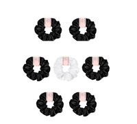 7Pcs Satin Hair Scrunchies For Women's Thick Curly Hair,Big Ponytail Holders Hair Ties Cute No Damage Pony Tails(Black)