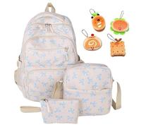 7pcs School Bag,Kids Backpack,Cute Backpack Sets Preppy,Kawaii Bow Rucksack Girls Rucksack For Teenage Secondary Primary Middle School,Preppy Daypack & Shoulder Bag Handbags