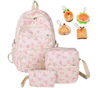 7pcs School Bag,Kids Backpack,Cute Backpack Sets Preppy,Kawaii Bow Rucksack Girls Rucksack For Teenage Secondary Primary Middle School,Preppy Daypack & Shoulder Bag Handbags