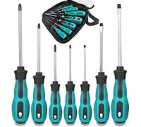 7pcs Screwdriver Set- Heavy Duty Chrome Vanadium Steel Made, Magnetic Screwdriver with 3 Flat & 4 Cross Head, Durable Hand Tools in Case