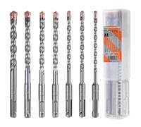 7Pcs SDS Plus Rotary Hammer Drill Bit Set, 5-12mm SDS Masonry Drill Bit Set | SDS Plus Shank, 4-Cutter Copper Tungsten Carbide Tip 5/6/6/8/8/10/12mm x 160mm Cross Drill Bits for Wall Stone Concrete Brick