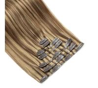 7pcs Seamless Clip in Hairs Extensions, Remy PU Weft Human Hair, Clip in Extension for Women(P4-27,14inch 110G)