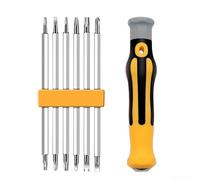 7Pcs Security Tamper Proof Screwdriver Set, Chrome Vanadium Steel Bits With Pp Handle For Torx Hex Flat Y U Triangle, For Torx Star Triangle Y Type Bits