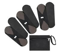 7pcs Set 1 pc Mini Wet Bag +6pcs Absorbent Reusable Sanitary Pads/Washable Cloth Menstrual Pads(Black,S)